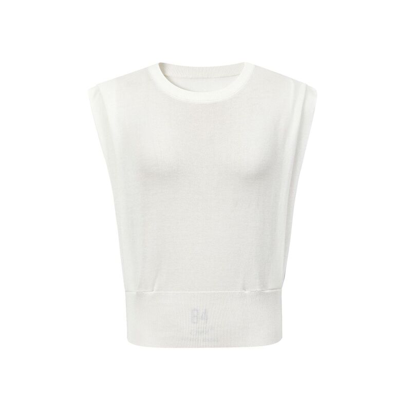 Spring and Summer New Women's Pleated Solid Color Sleeveless Tencel Pullover Top with a Stylish Round Neck Design, Knitted Vest