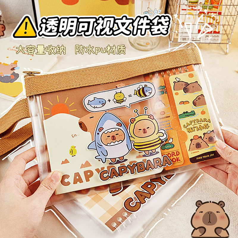 Capabala A4A5 bolsa de archivo con cremallera bolsa de papel de prueba de estudiante bolsa de almacenamiento de archivos engrosada de gran capacidad