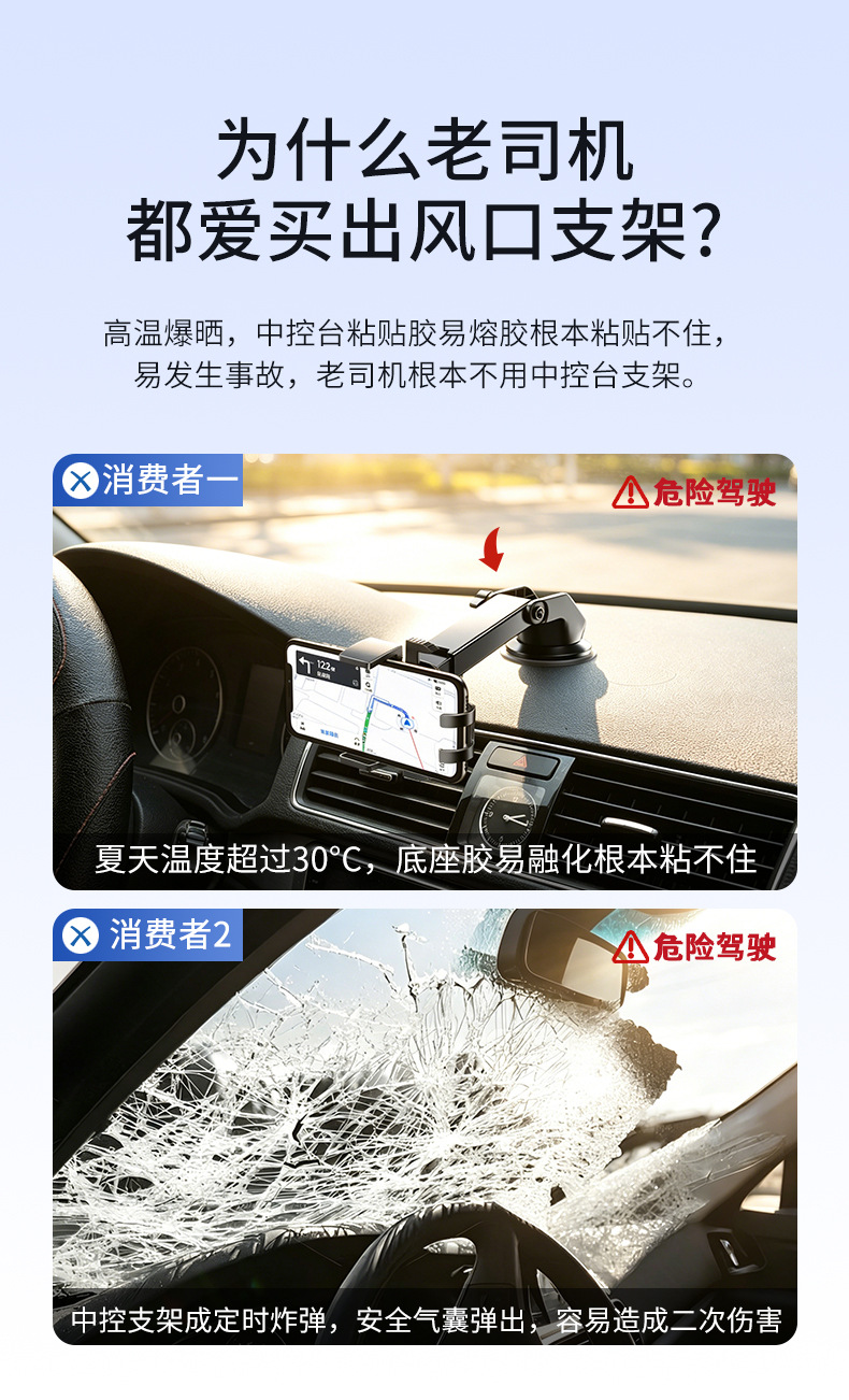 Creative Car Phone Holder Multifunctional Air Vent Navigation Holder Triangular Gravity Car Phone Holder Wholesale