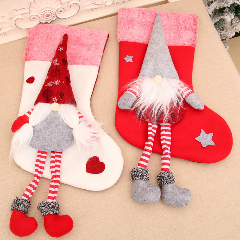 Transfronterizo nuevo con las piernas de felpa sin rostro Deep Forest viejas medias de Navidad colgante de Navidad decoraciones de Navidad
