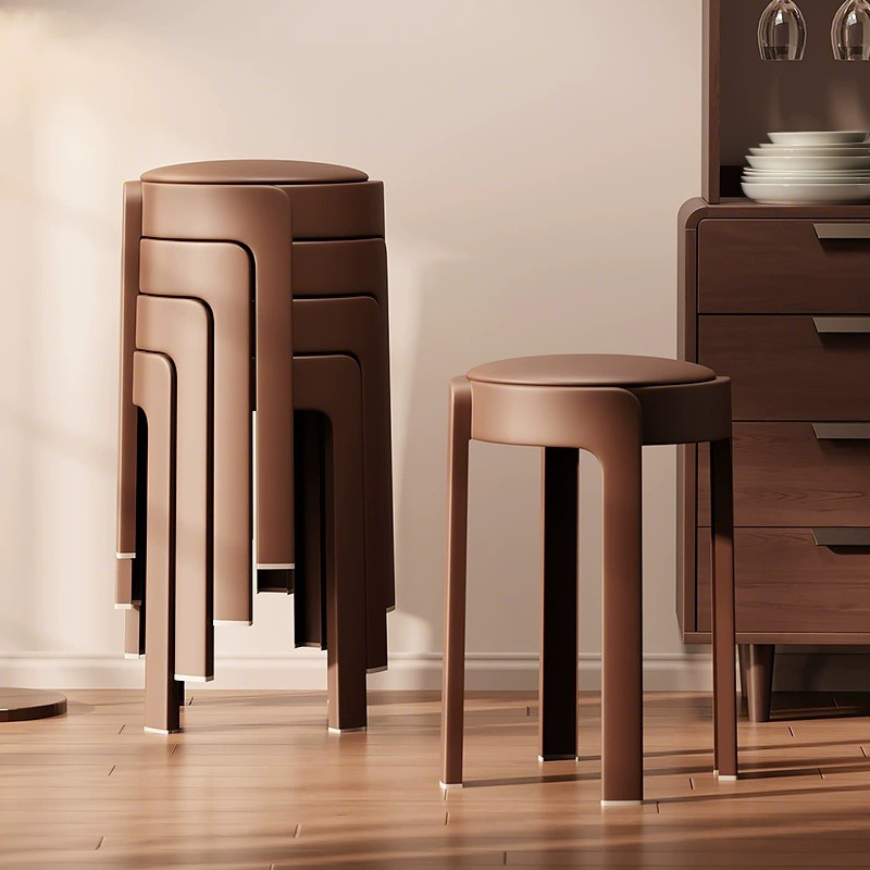 Dining Chair Plastic Soft Stool Household Thickeneded Strong and Durable Stackable Round Stool Accessible Luxury Dining Table Spare Chair