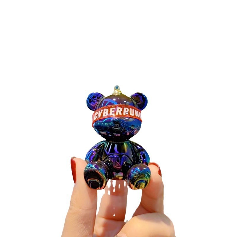 Resina de dibujos animados colorido gradiente oso llavero creativo postura sentada red oso llavero de moda colgante de llave de automóvil