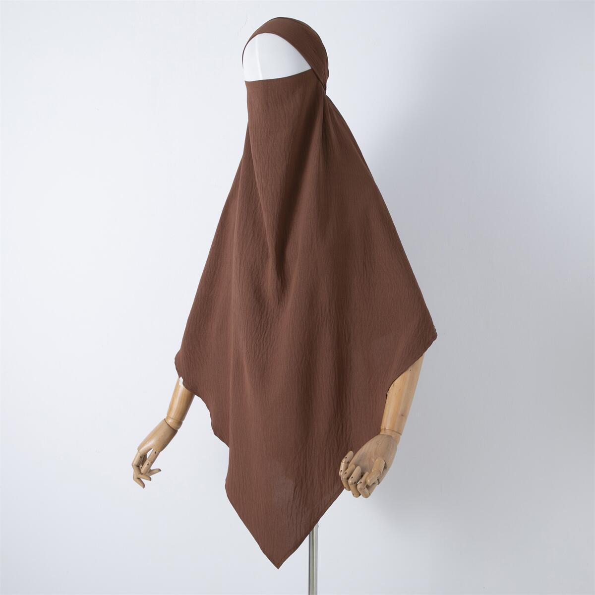 Damenbekleidung einfarbige Spitze Muslim Doppelschicht Kopftuch_voghion.com