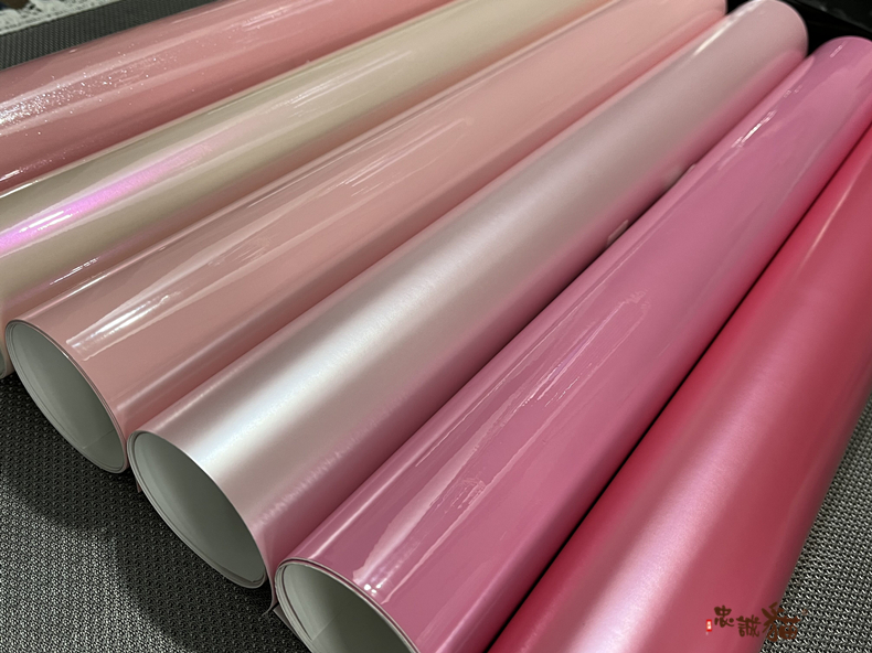 Car pink film, blush pink car body color change film, electric motorcycle ultra-bright crystal pink decorative sticker