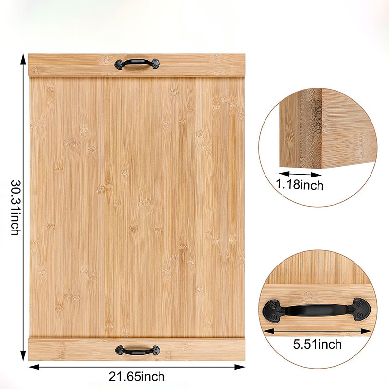 Tabla de cortar de bambú de gran capacidad multi-funcional Placa de corte con manija de la sala de estar bandeja de almacenamiento de taza de té