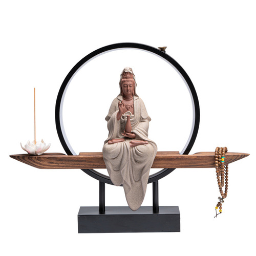 Zen new Chinese style Guanyin Bodhisattva ceramic crafts Buddha statue home worship ornaments Ruyi Guanyin home decoration