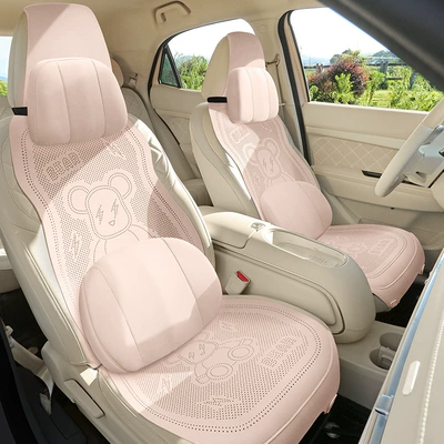 New Cartoon Lightning Bear Fur Half Pack Saddle Cushion Car Cushion Four Seasons Universal Thin Perforated Air Mat