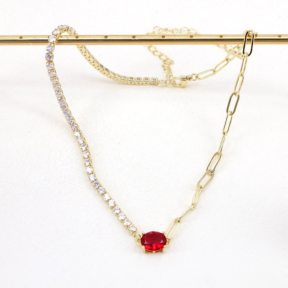 fashion simple copper zircon splicing clavicle chain necklace female choker