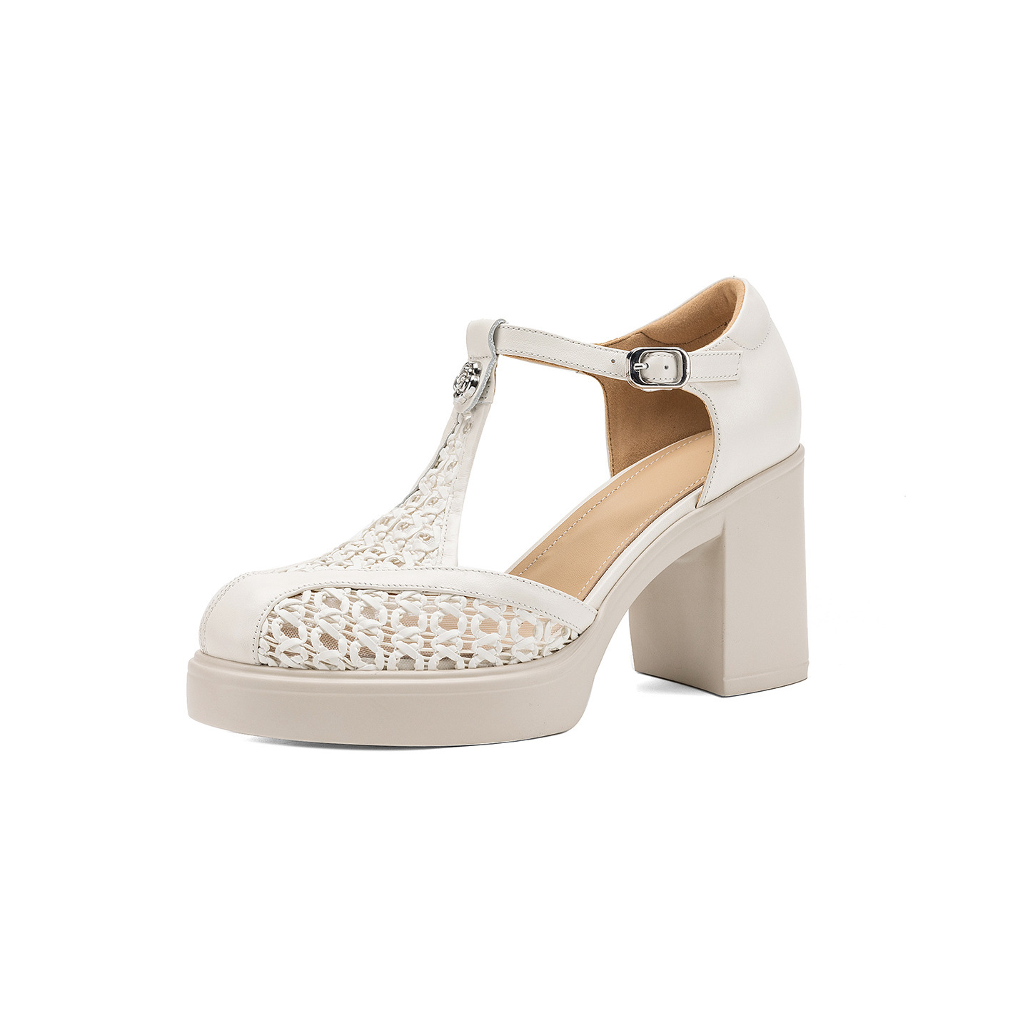 Sandal cao gót nữ mũi nhọn quai chữ T đế dày gót 8.5 cm phong cách vintage — đen