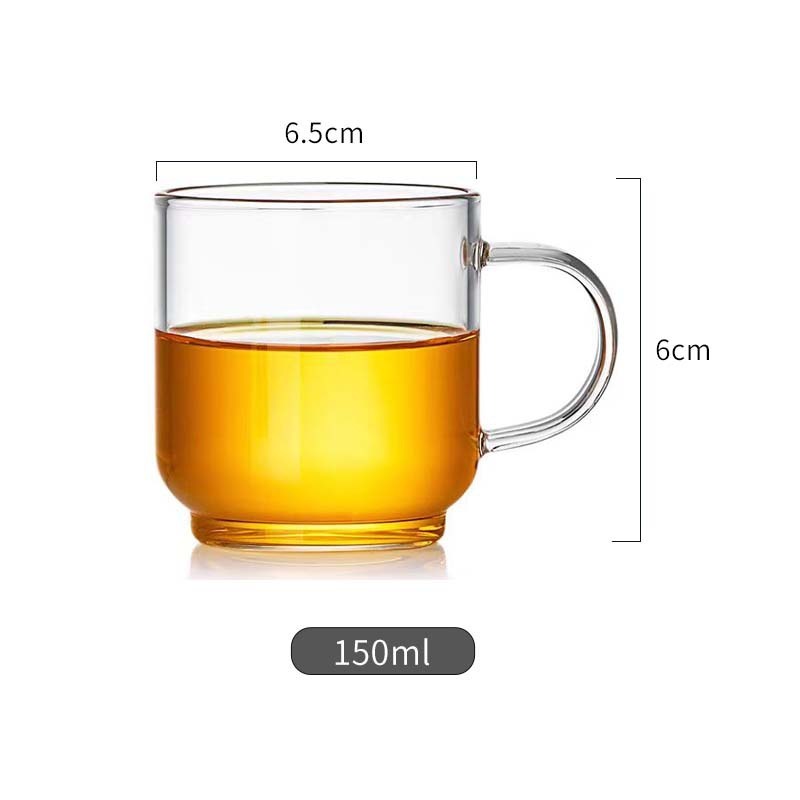 定制透明玻璃小茶杯新品耐热功夫茶具泡茶杯子高硼硅带把手品茗杯|undefined