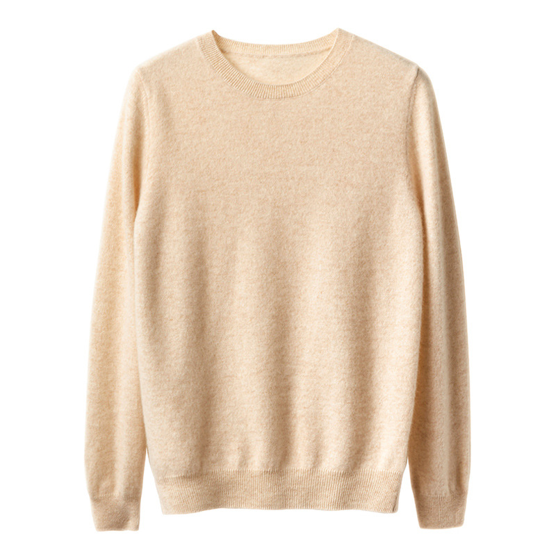 Otoño e Invierno 100% suéter de lana pura de las mujeres de cuello redondo Jersey corto de lana de manga larga suéter recto suéter a juego ropa exterior