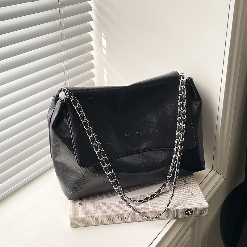 Retro Women's Shoulder Bag Solid Colour Crossbody Chain Handbag_voghion.com