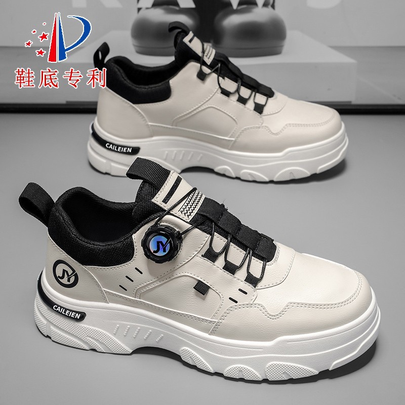 Zapatos de otoño patentados nuevos zapatos de herramientas transpirables tendencia masculina 100 zapatos blancos zapatos casuales de suela gruesa masculina