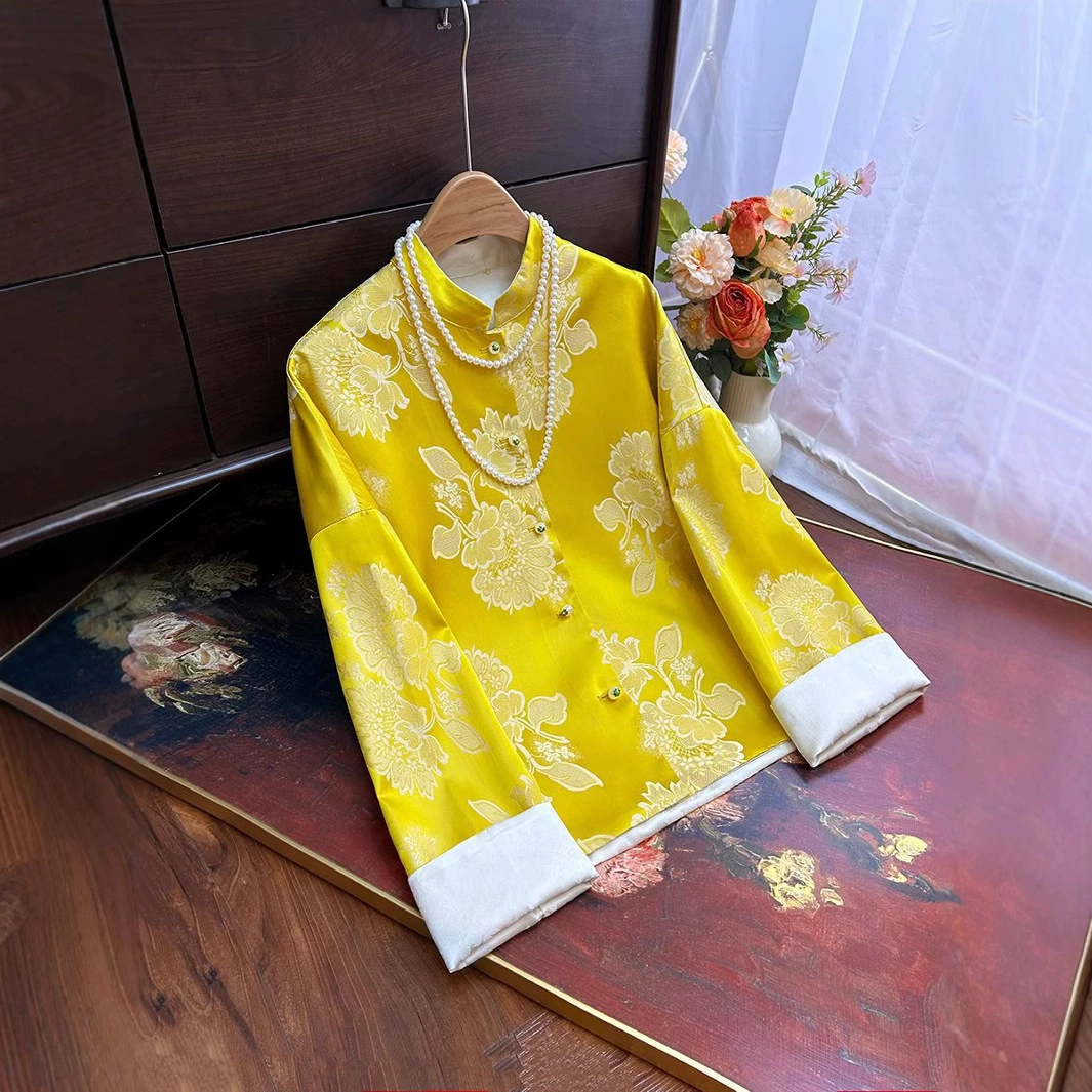 2025 Ян Ми в том же пальто весной новый китайский жаккардовый национальный стиль