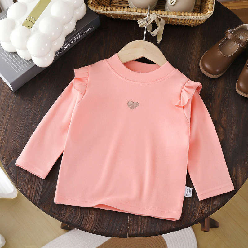 Children's long-sleeved T-shirt, new autumn and winter style, Korean style, girls' base layer, warm, cross-border children's clothing wholesale, dropshipping available.