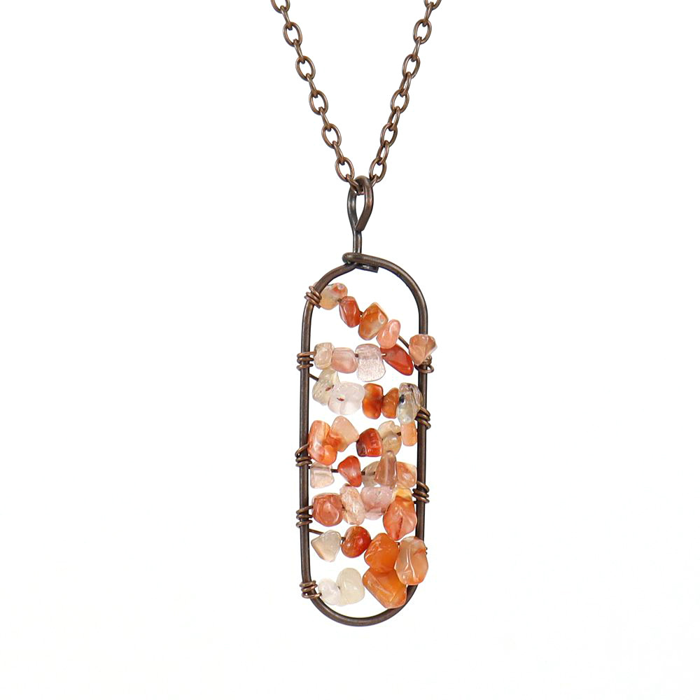 New Vintage Hand-wound Silk Colorful Crystal Gravel Amethyst Agate Arc Pendant Necklace N689 display picture 3
