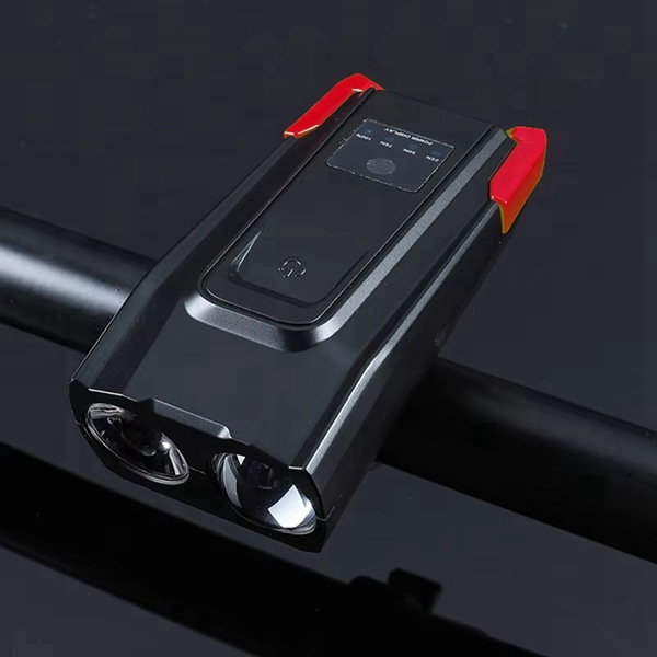 1 Set Color: Red Material: ABS Bicycle Front Light With Horn USB Rechargeable Smart Sensor_voghion.com