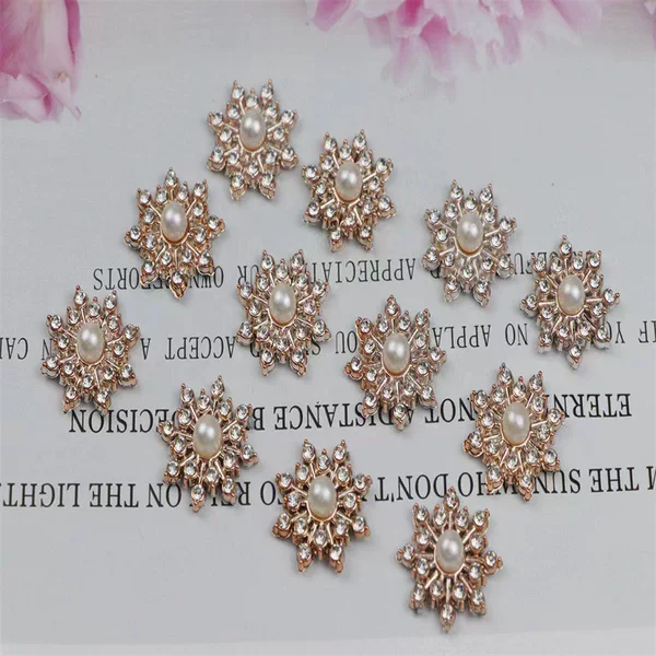 Snowflake Diamond-Encrusted Pearl Resin Accessories Korean Style Headwear Gold Headwear Accessories Handmade Kidsren's Hair Accessories DIY Materials