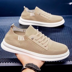 Men's Shoes, Summer New Arrival: Flyknit Mesh Breathable Trendy Student Shoes – Casual, Durable, and Slip-On Style—Drop Shipping Available.