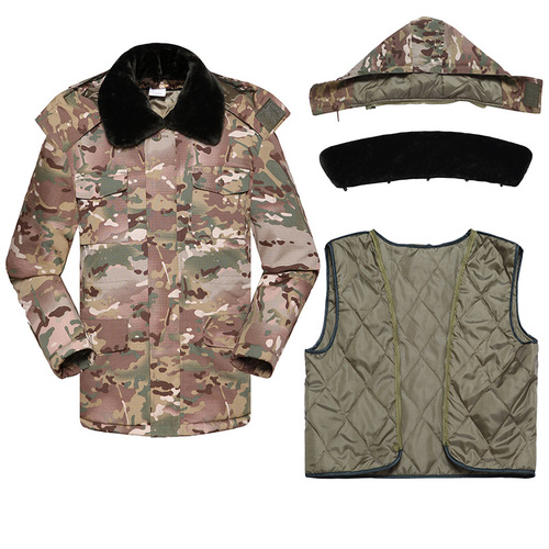 Winter thickened cold-proof camouflage coat mid-length military coat wholesale cold storage cotton trousers suit labor protection work clothes for men