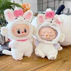 Sitting party rubber macaron Loubou doll clothes handmade Mary cat set first and second generation LABUBU change 