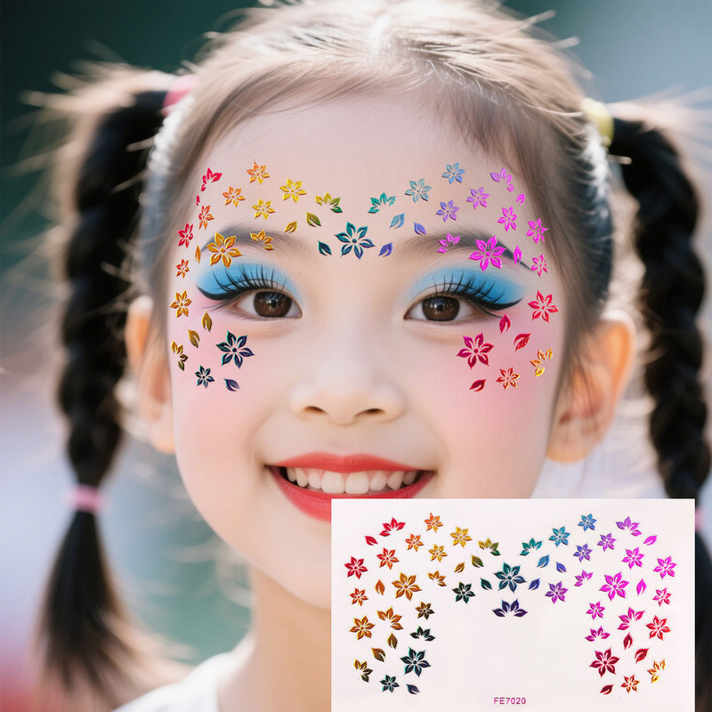 Children's Day Retro Face Stickers, Colorful Eyebrow Makeup, Masquerade Freckle Stickers, Temporary Tattoo Stickers for the Face