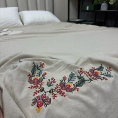 アケグサ麻刺繍ブランケットベッドシーツ新中国風刺繍ブランケットアケグサ麻