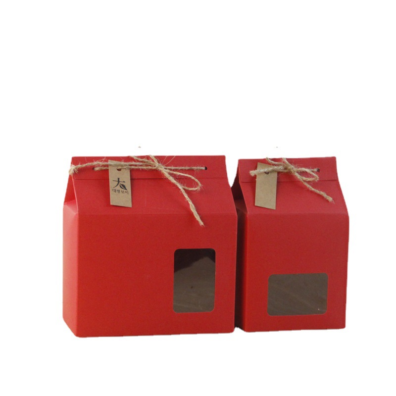 En stock Kraft caja de papel de color flor té snack cuerda de cáñamo ventana regalo portátil universal personalizado actividad caja de embalaje