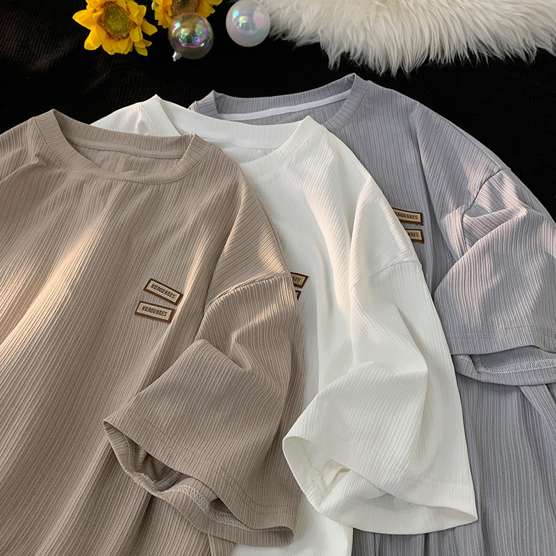 Ice Silk Short-sleeved Men's Summer Thin Quick-drying Breathable T-shirt oversize Loose Trendy Brand American Style Retro Half-sleeved Top