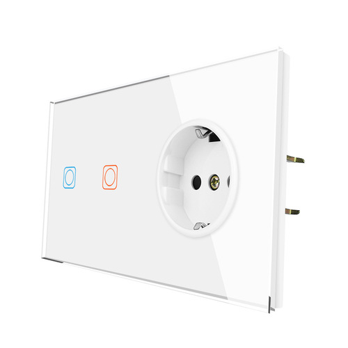White tempered glass panel European foreign trade German standard Korean 16A French double two-position European standard socket