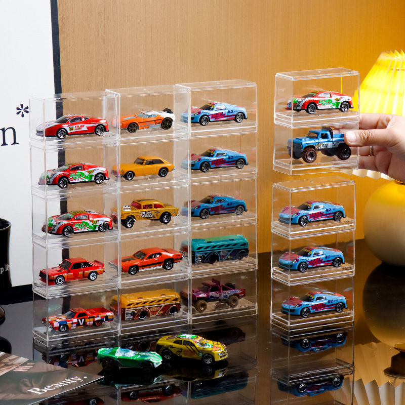Alloy Model Car Display Stand 1:64 Hot Wheels Domeka Ladder Transparent Storage Box Multi-Layer Storage Rack