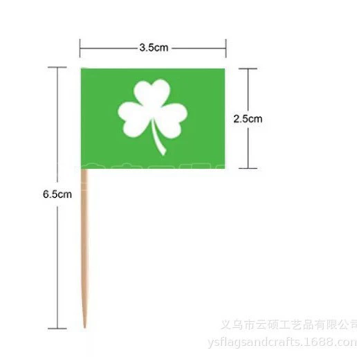 Счастливая трава Клевер зубочистка флаг ирландский фестиваль Святого Парика торт палочка