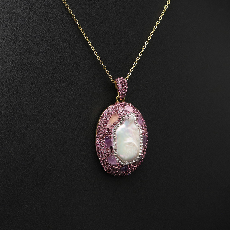 Collar de perlas naturales nicho alta sensación barroco de agua dulce llave mujer chapado a mano oro 18k joyas de color