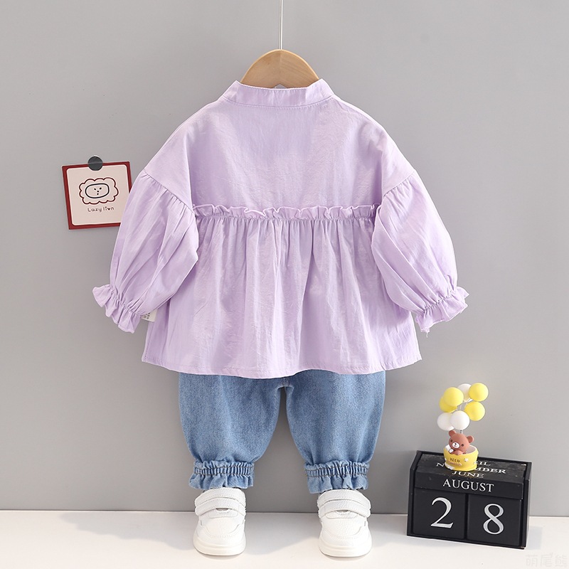 Simple Style Cartoon Solid Color Printing Cotton Girls Clothing Sets display picture 2