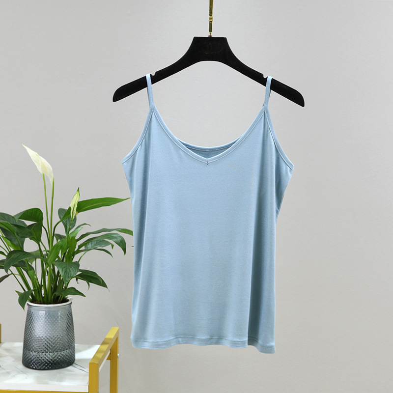 Modal Camisole Women's Summer Outer Wear V-neck Base Shirt Short Backless Fitness Thin Sleeveless Top