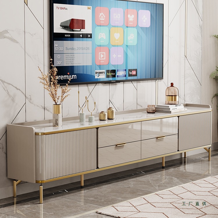 Coffee Table Tv Cabinet Combination Simple Modern Light Luxury High-End Living Room Home 2025 New Slate Tv Cabinet