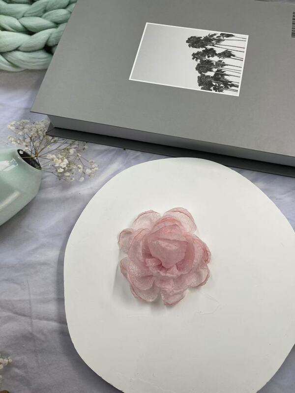 Caro同款烤边布艺花朵9cm立体烧边花朵diy发饰鞋帽胸花饰品配件|undefined