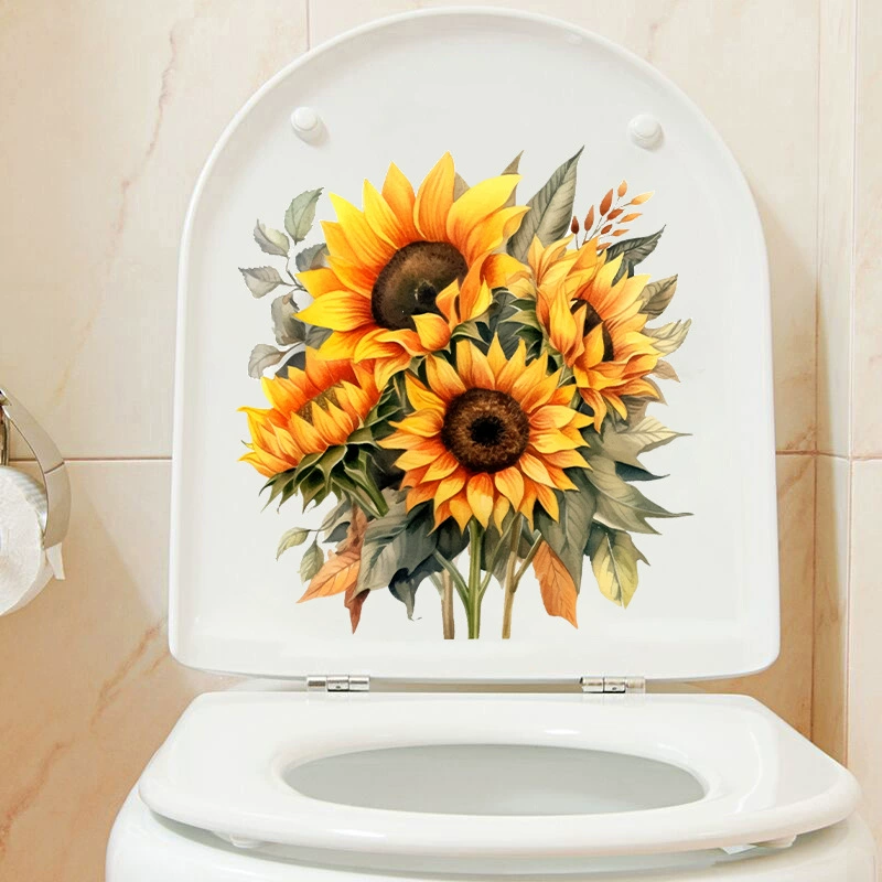 Новый MK1180 маленький свежий цветок подсолнечника наклейки ванная комната туалет водонепроницаемые наклейки сиденье унитаза наклейки на унитаз