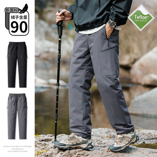 Down Pants Men's Mountain Style Tooling Thickened Charge Pants Thickened Warm 90 Velvet White Duck Down Ski Pants Women