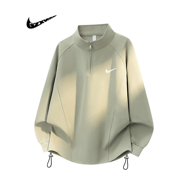 2026 Spring New Style Sweatshirt Pullover for Men, Half-Zip, Half-High Collar, Long-Sleeve Base Shirt, Loose Fit, Plus Size, Cross-Border Men's Clothing
