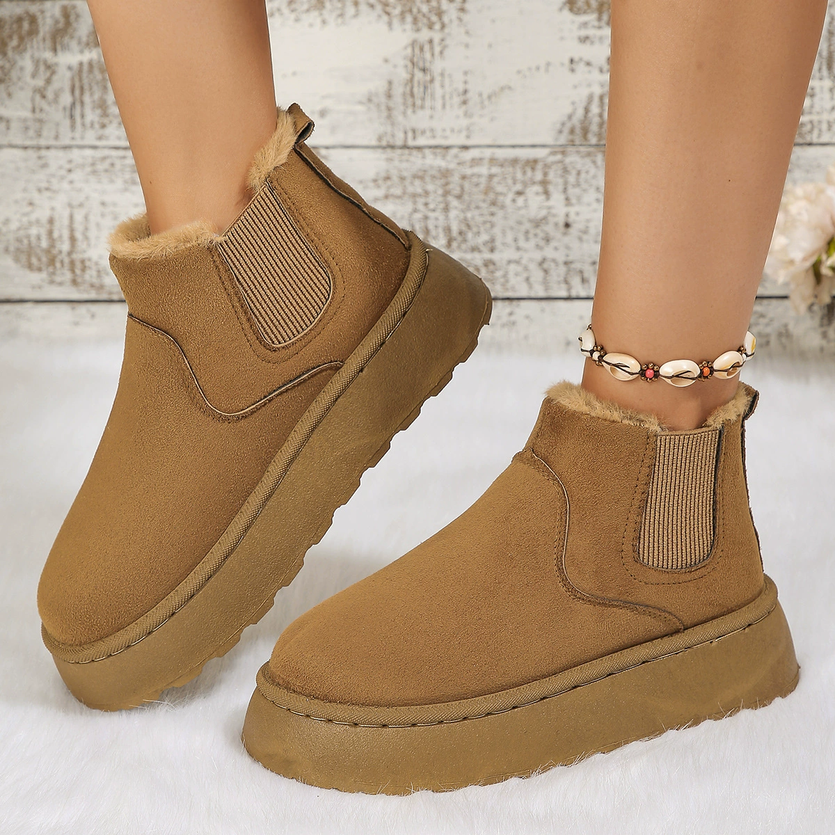 2024 Осень и зима новые внешнеторговые дамы толстые подошвы снежные сапоги хлопчатобумажные туфли