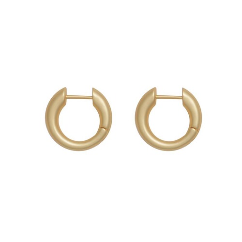 French-style temperament gold metal round hoop earrings with a misty matte sanding, simple and grand, high-end, light luxury ear hooks made of copper
