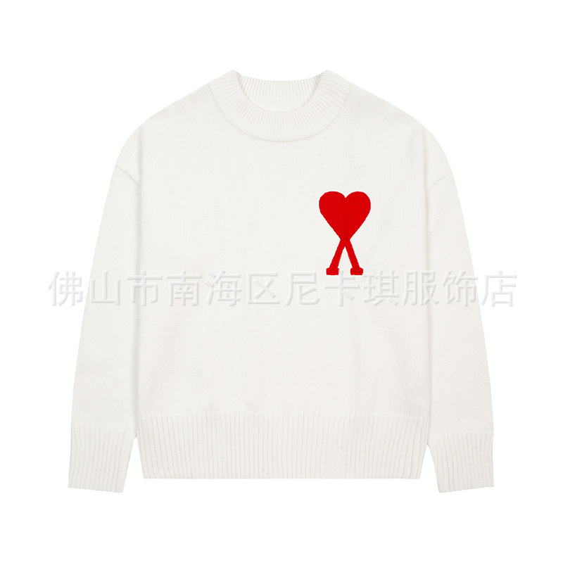 大注目！ ami セーター ラウンドネック ビッグラブ 25ss 新しいカップルルーズ長袖クロスボーダーウール女性のセーター|undefined