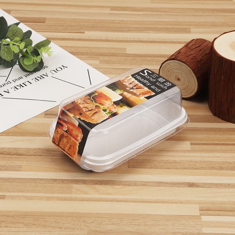 Caja única corta + pegatinas de sándwich negras 50 juegos - caja de sándwich