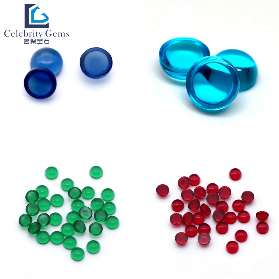 Synthesized glass blue green gemstone