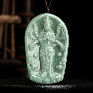 Natural a jadeite bean seed thousand hand Guanyin jade pendant pendant jade pendant jade pendant men's necklace women's jade wholesale