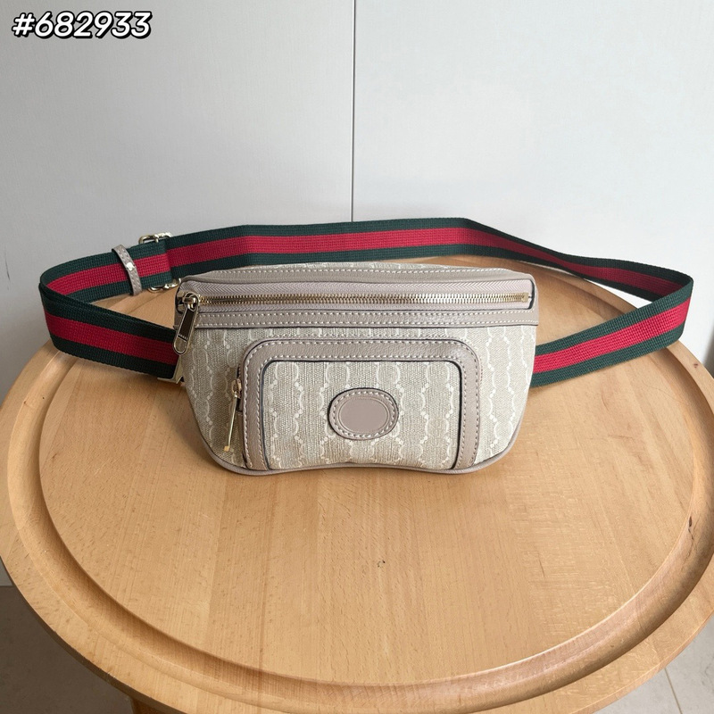 Second-Hand 2024 New g Family Niche Printed Genuine Leather Large Unisex Crossbody Waist Bag Women's Bag Fashionable and Versatile