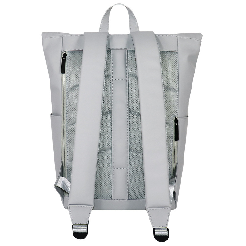 New Men's Custom Backpack Recycled Leather Waterproof Color-Block School Bag Trendy Flap Laptop Backpack For Men And Women - Thumbnail 3