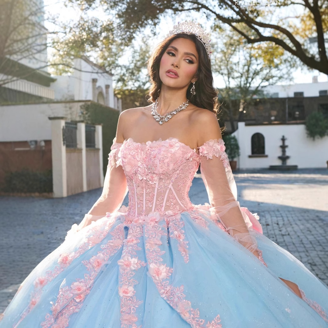 Escape Princess top top vestido de noche cola pequeña flor tridimensional espalda gran lazo falda tutú vestido azul cielo