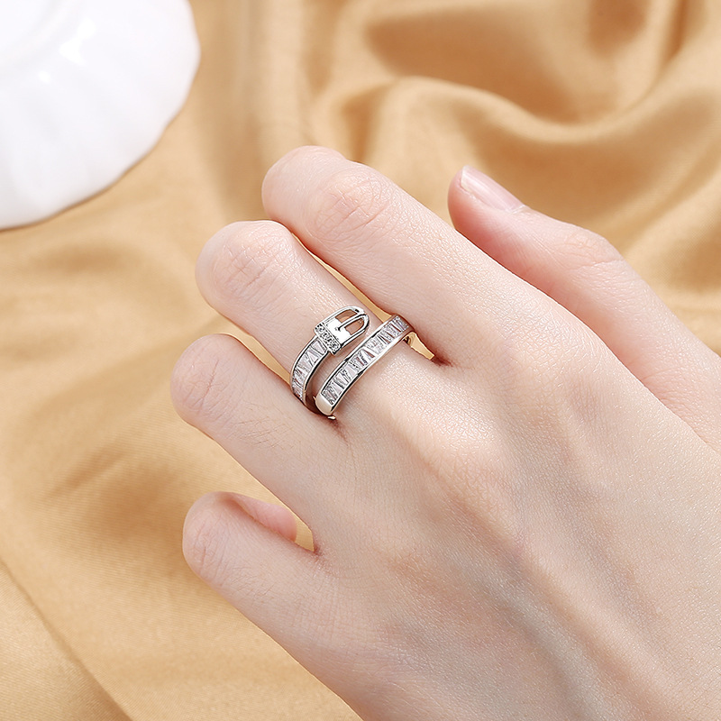 Daily Occasion Copper Material Fashion Geometric Copper Plating Zircon Open Ring